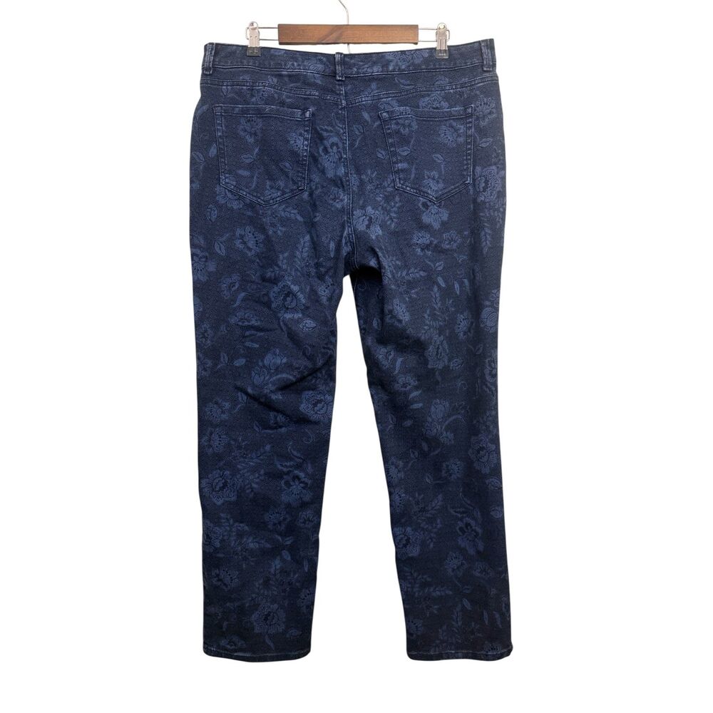Stretch floral jeans William Morris style 16 XL cottage core y2k straight leg - Picture 4 of 5
